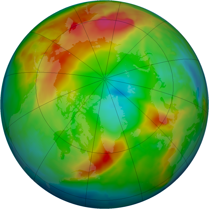 Arctic ozone map for 09 January 2014